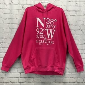 Brisco Missouri Hoodie Women's Size XL Pink/White Graphic Vacation Travel Beachy